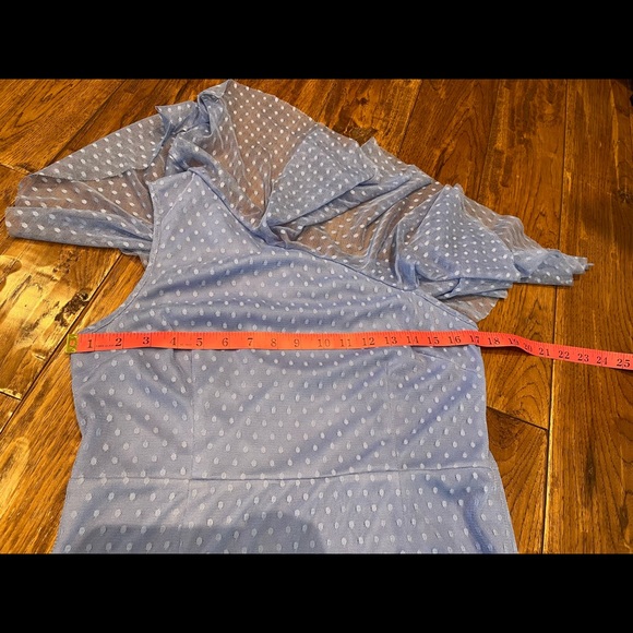 ASOS Blue Cold Shoulder Swiss Dot Asymmetrical Dress, 10 - Picture 13 of 16